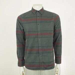 The North Face Flannel Button Down Shirt Mens Small Gray Striped Cotton Blend